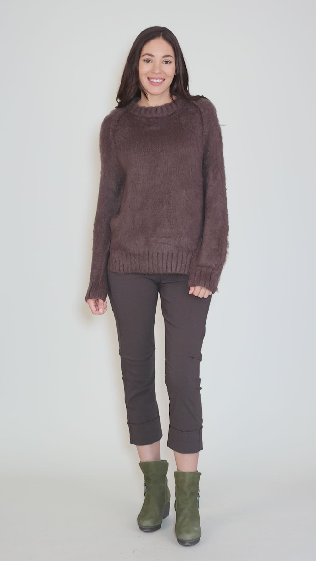 Christie Brushed Seamed Crew, Poodle/Dark Roast Angle 5