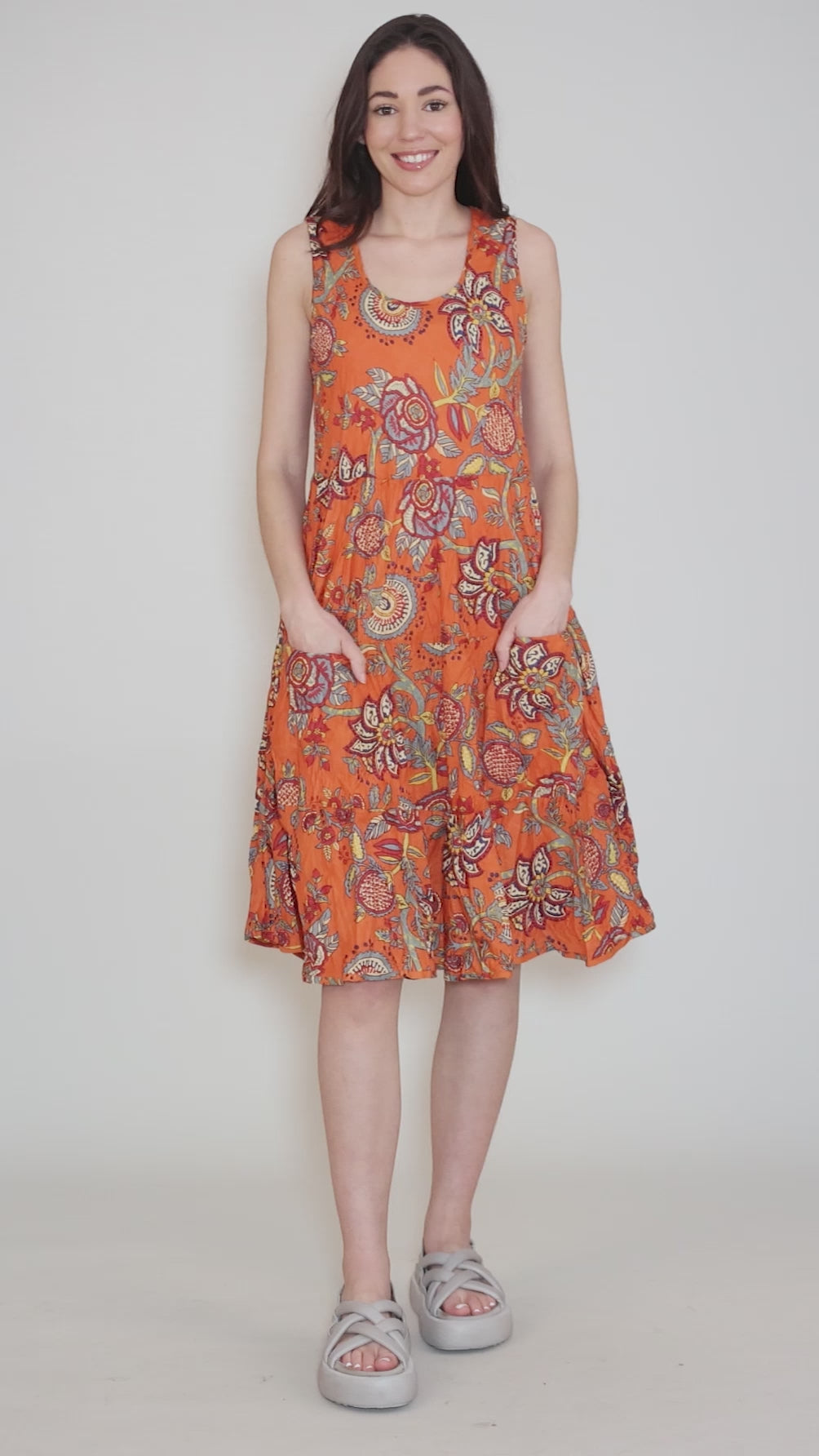 Joy Dress, Orange/Gray Angle 5