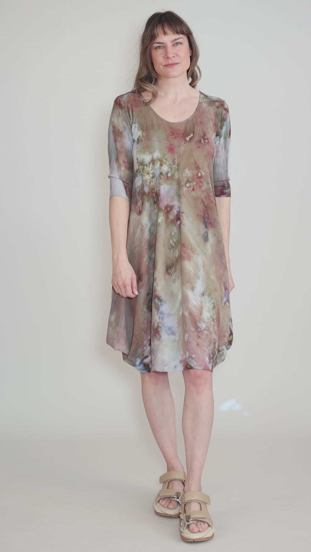 Spiral Dye Ribbed Dress, Camel Multi Angle 5