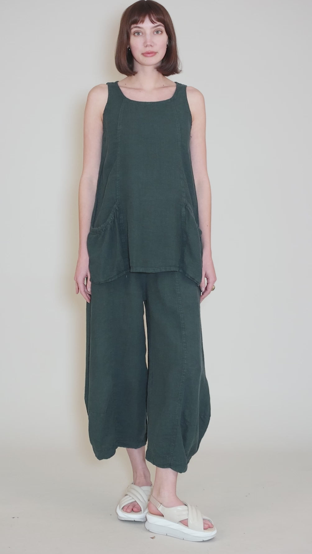 Linen Gather Pocket Tank, Tree Angle 5