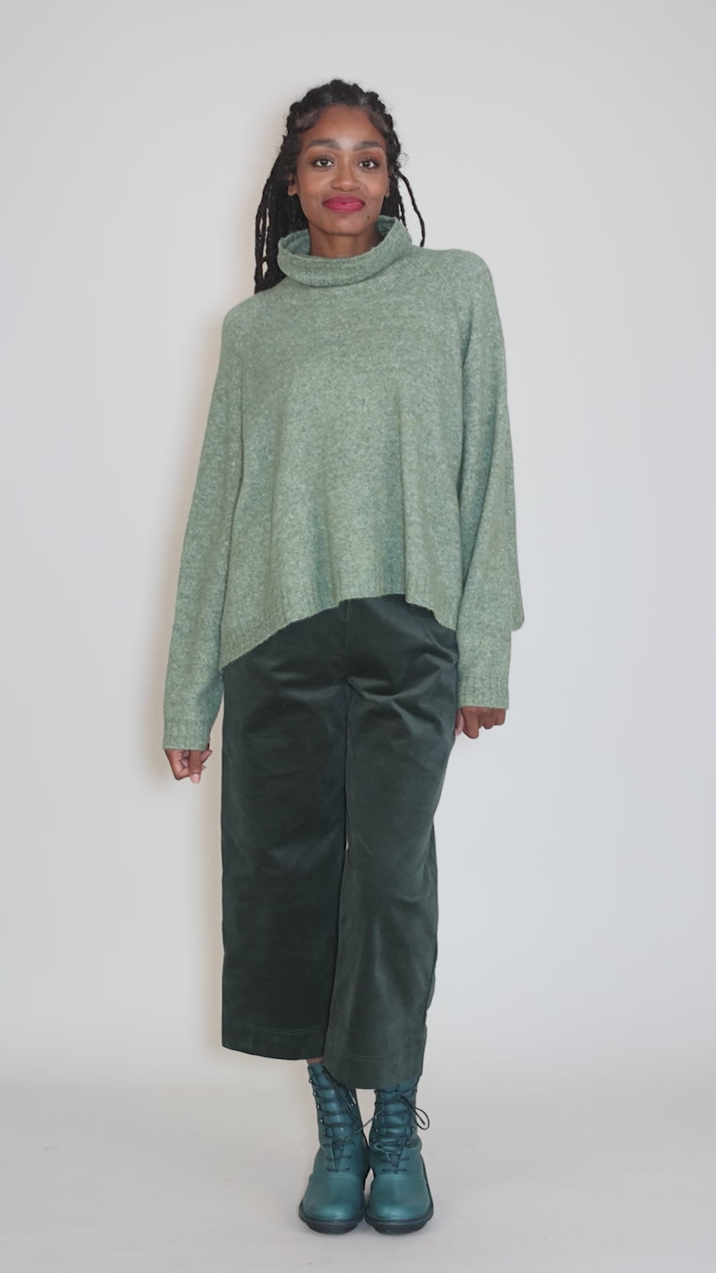Melange Funnel Swing Sweater, Park Melange Angle 5