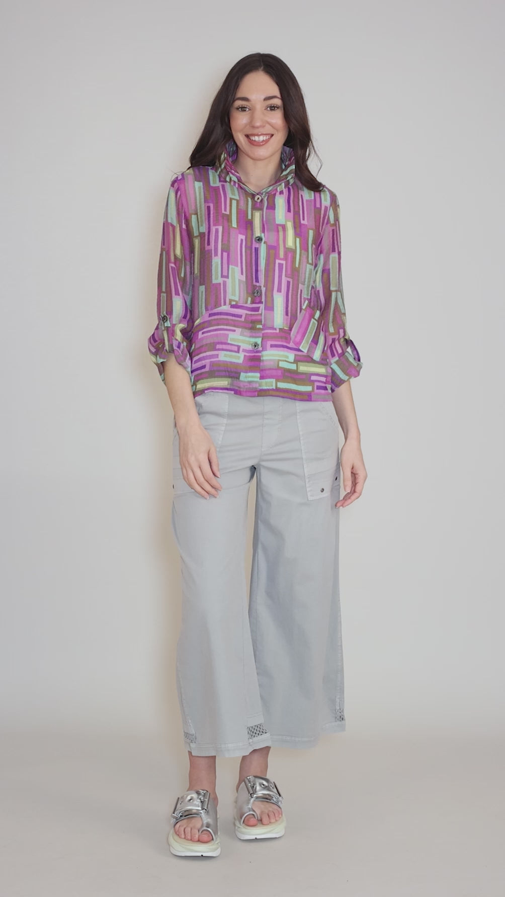 Winnie Wire Collar Blouse, Purple Multi Angle 5
