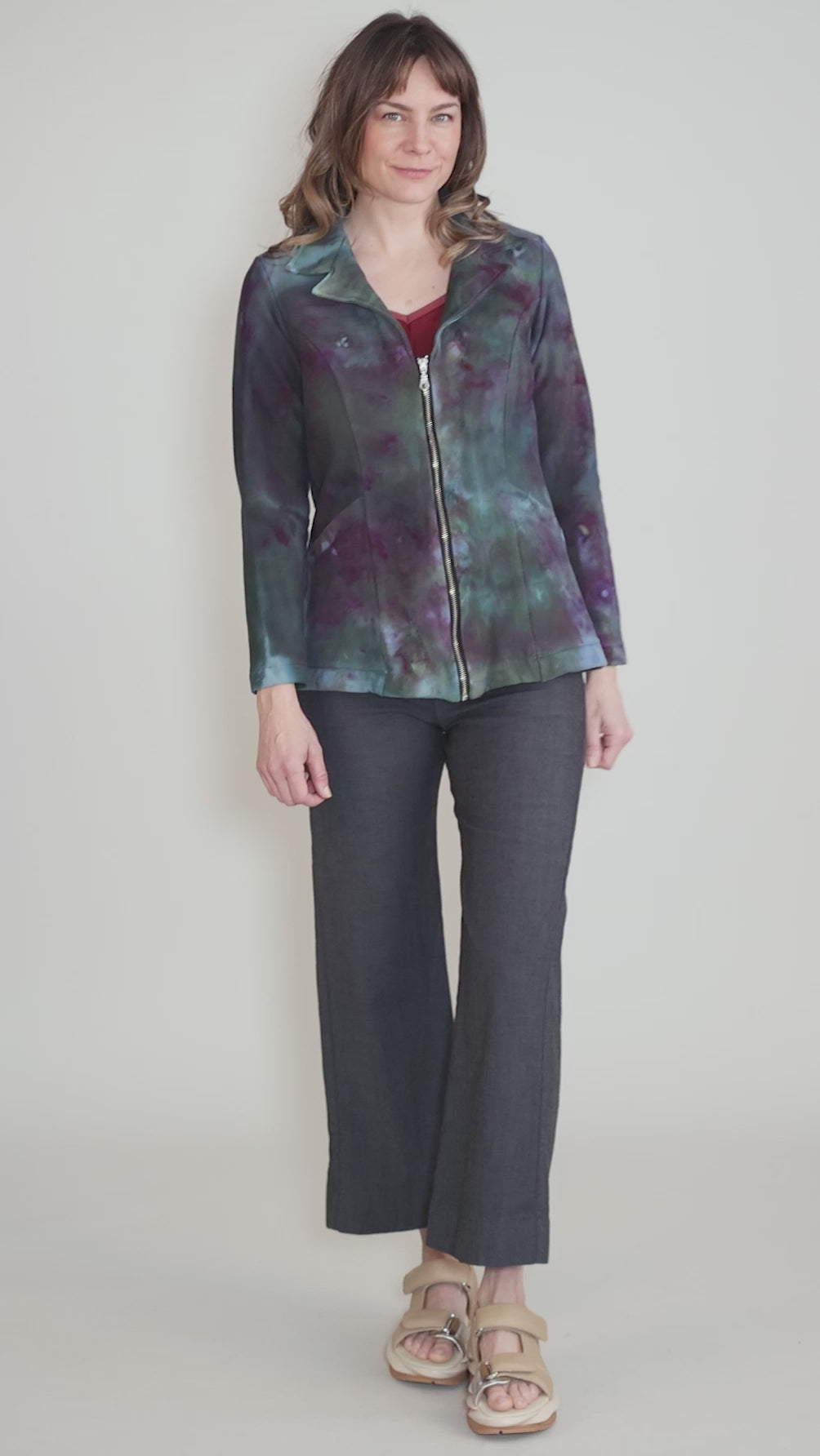Fleecey Lapel Jacket, Waterlilies Angle 5
