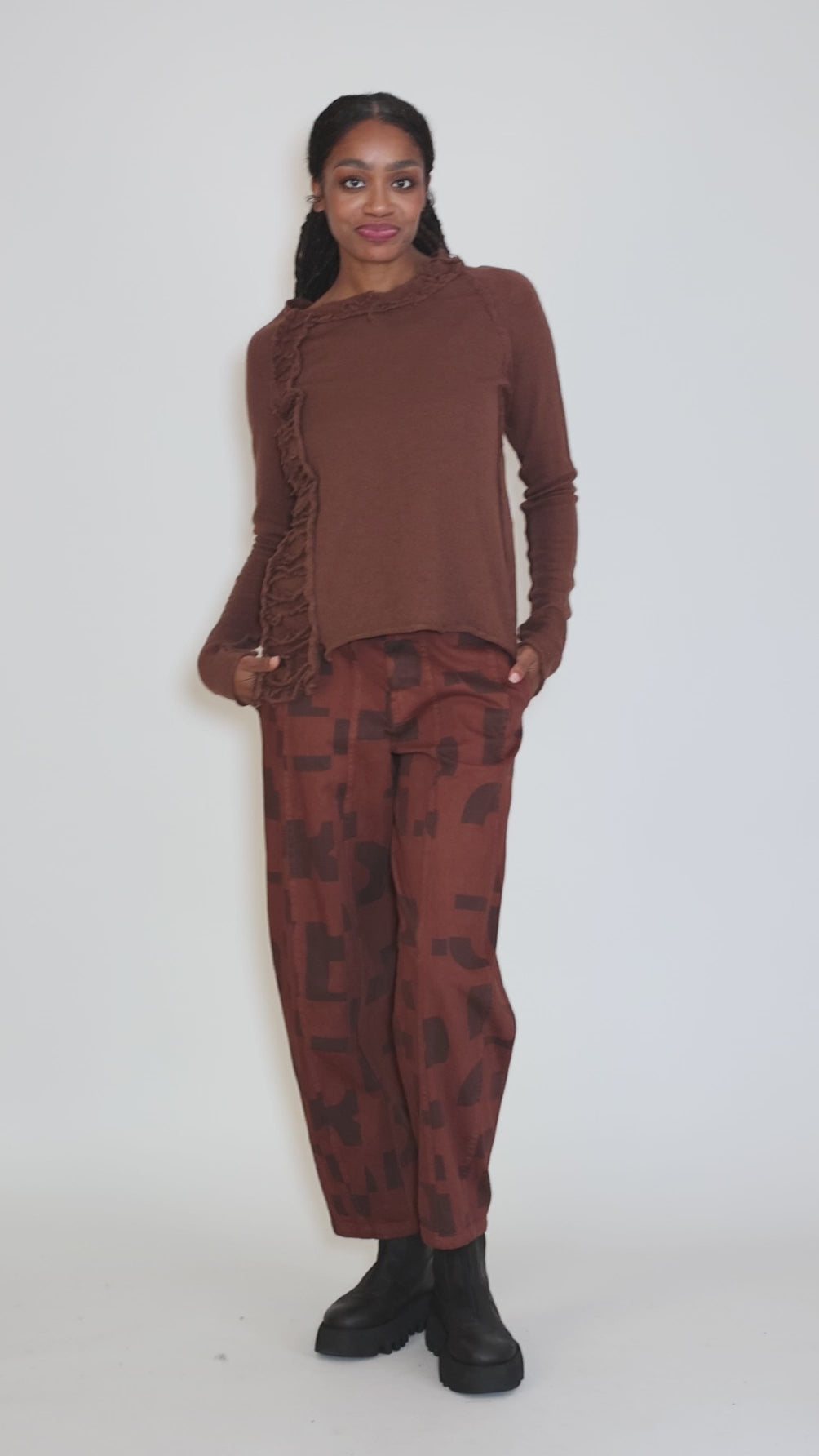 Roped Inset Sweater, Henna Angle 5