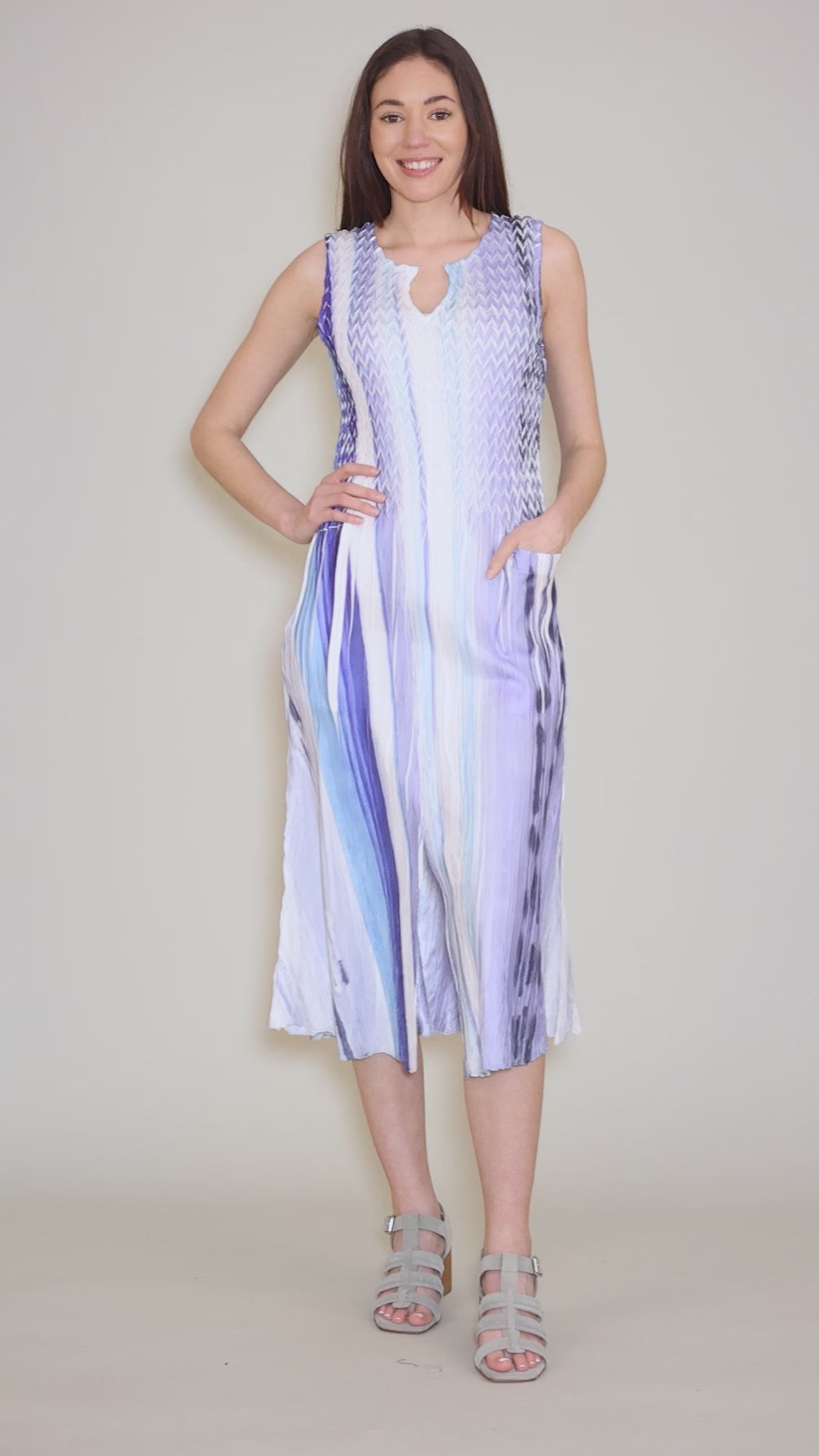 Long Pocket Dress, Ikat Stripe Angle 5