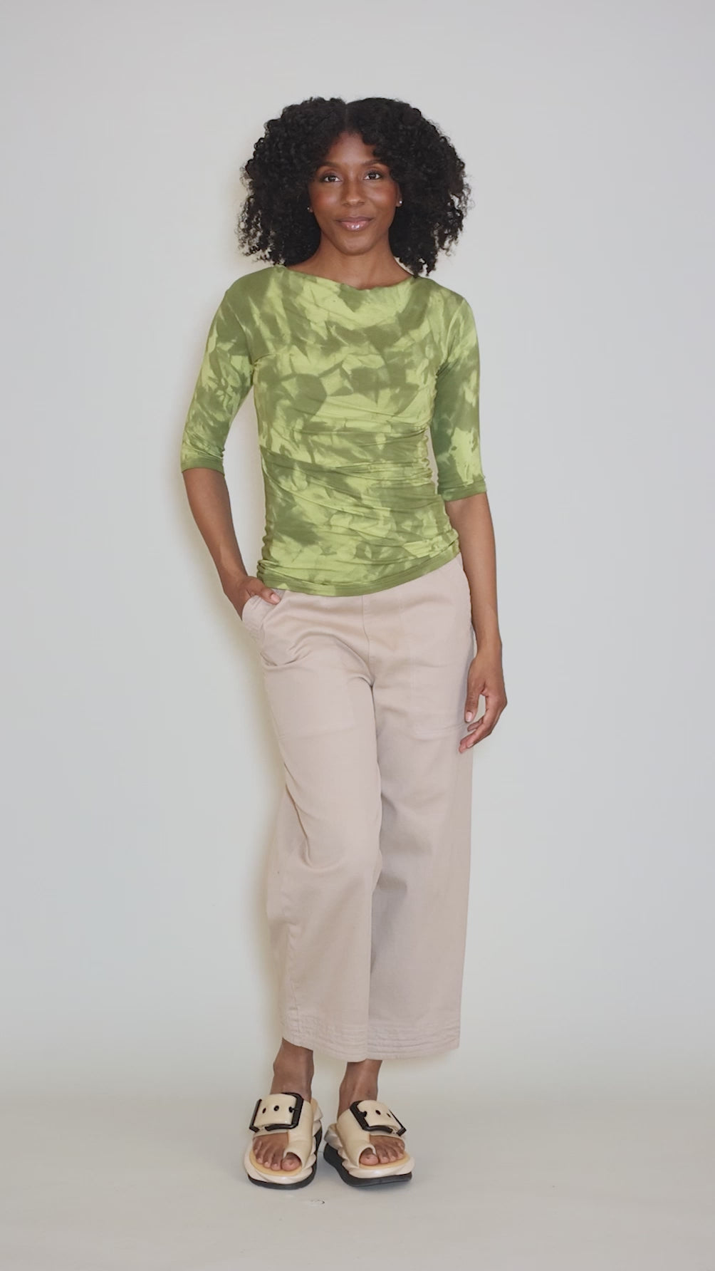 Pinch Elbow-Sleeve Top, Rock Lime Angle 7