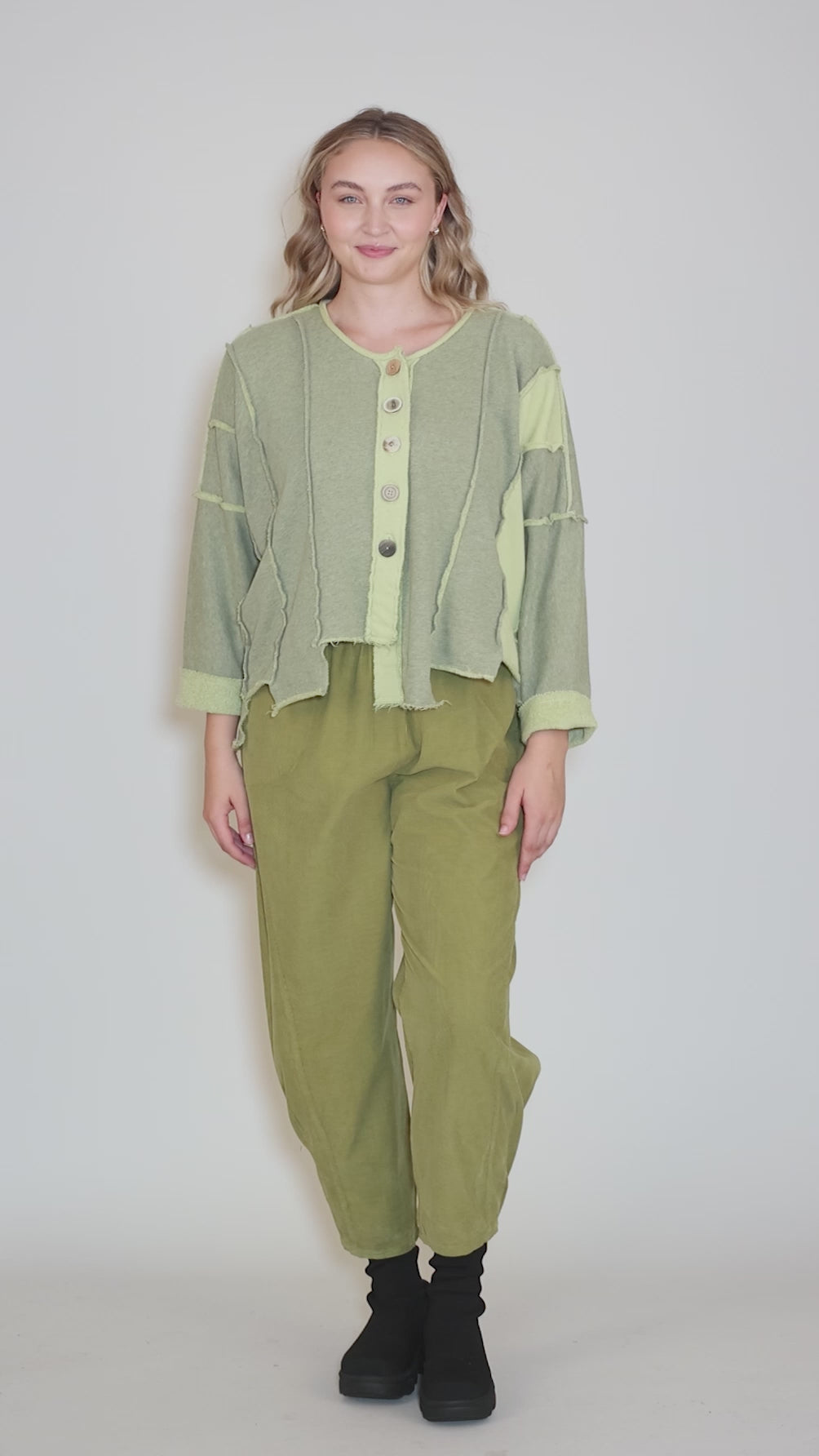 Fleece Details Crop Jacket, Lichen Angle 5