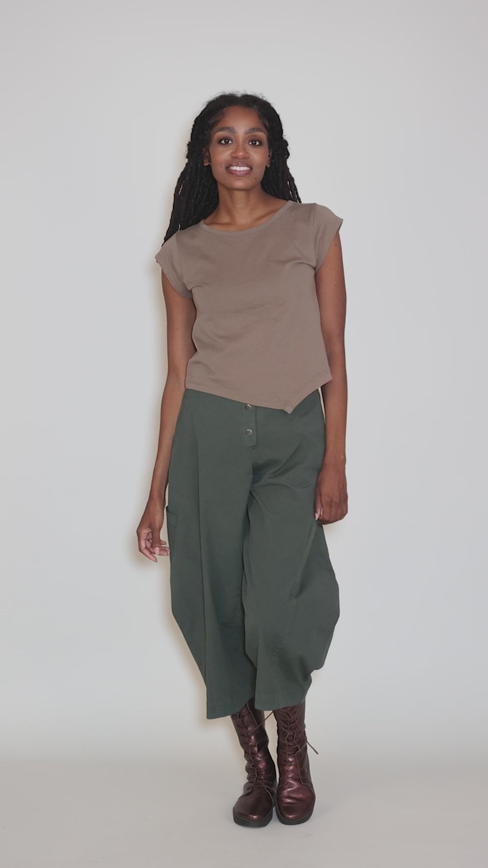 Trim Cap Asym Tee, Hazel Angle 5