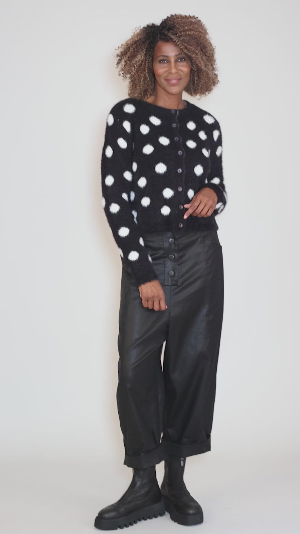 Fuzzy Dots Cardie, Black Angle 5