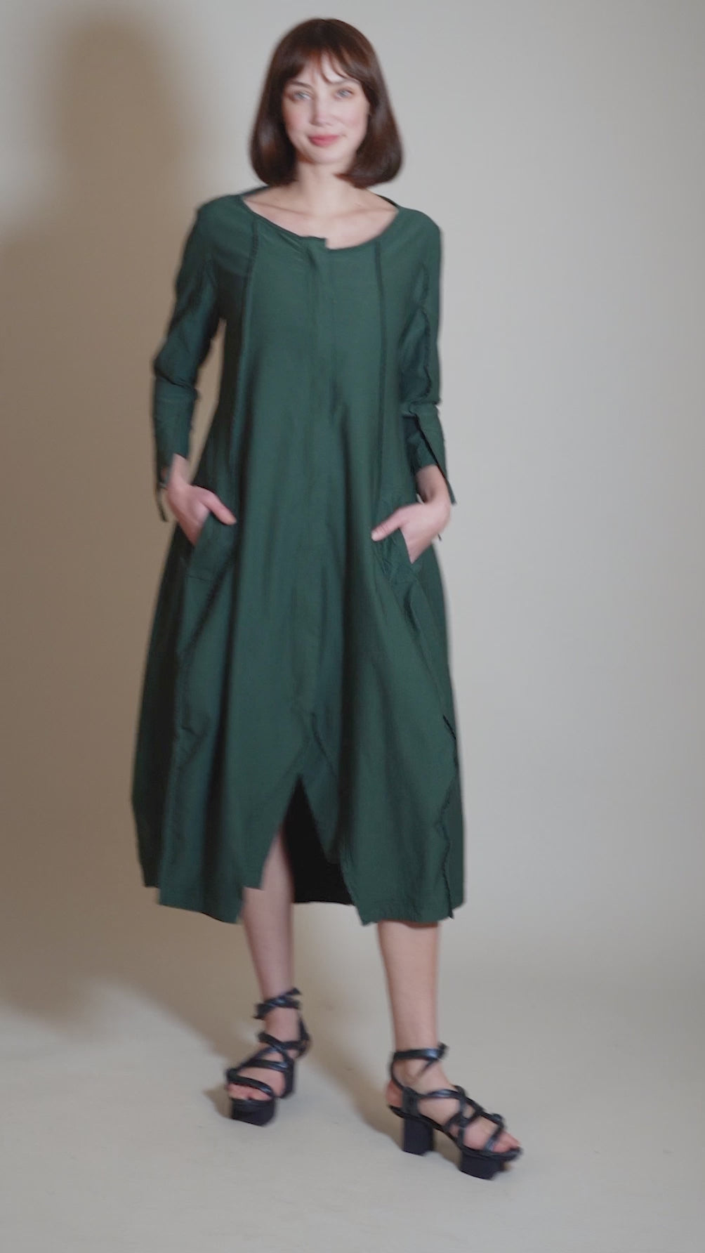 Twill Tech Zip-Front Dress, Tree Angle 5