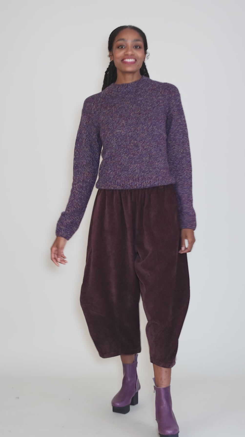 Iza Mouline Sweater, Dark Purple Mix Angle 5
