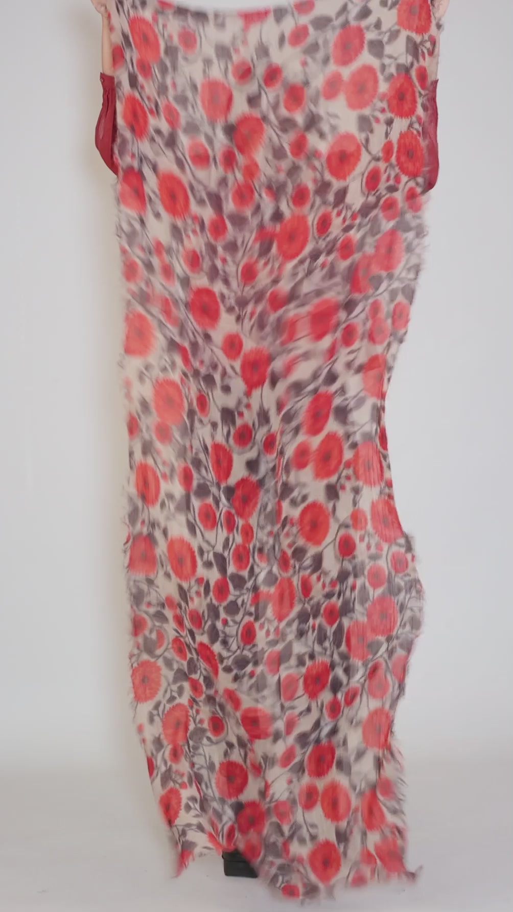 Benaras Wool Scarf, Beige/Orange Angle 3