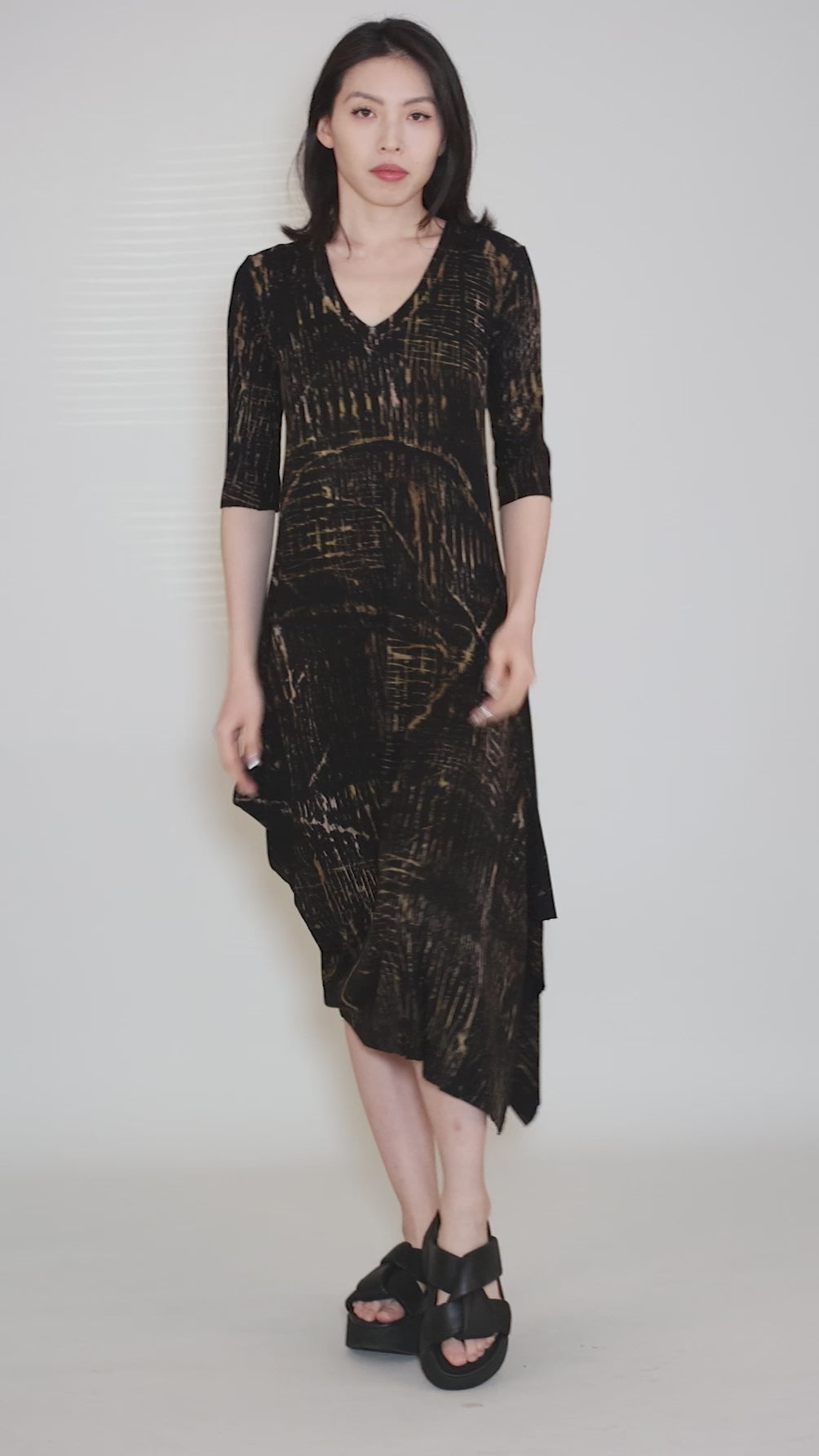 Donna Dress, Khaki/Black Angle 5
