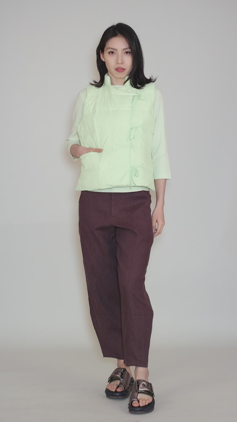 Puffer Waistcoat, Lime Cream Angle 5