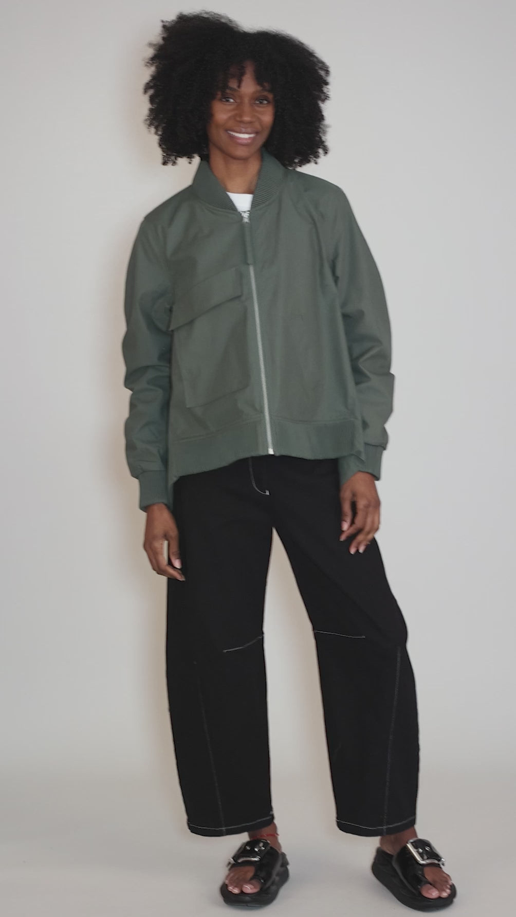 Shirred-Detail Jacket, Loden Green Angle 5