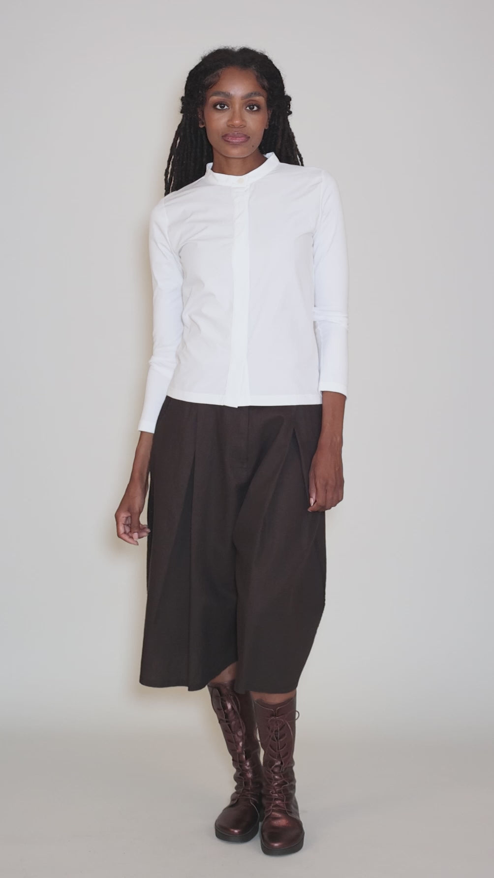 Maisie Poplin/Jersey Shirt, White Angle 5
