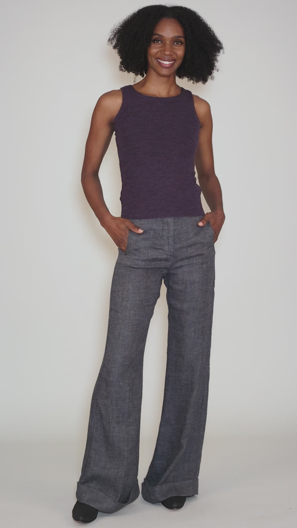 Wool Layer Tank, Plum Melange Angle 5