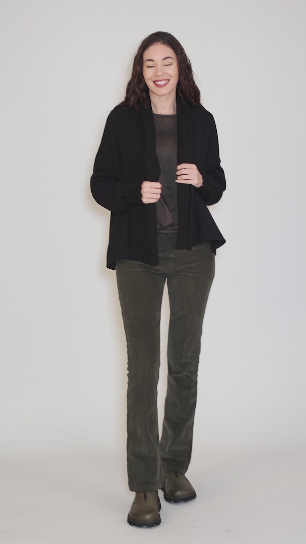 Cotton Upside Down Cardie, Black Angle 5