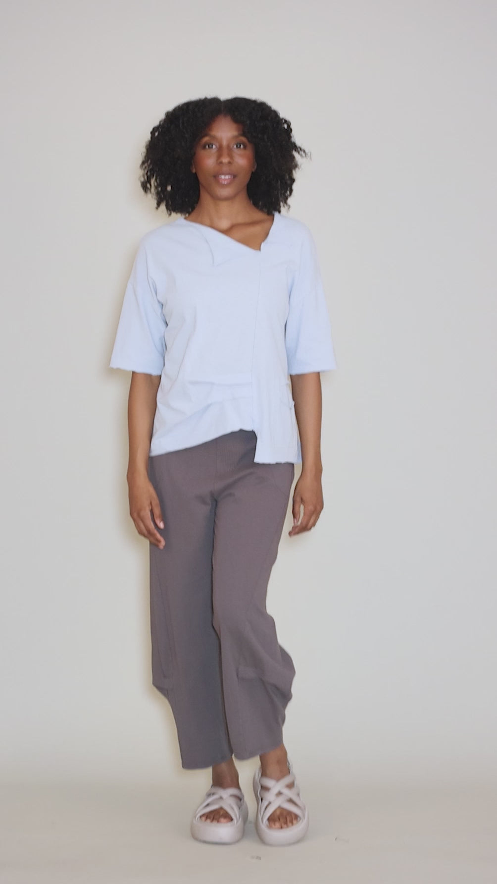 Knit Barrel Crop Pants, Dusk Angle 5
