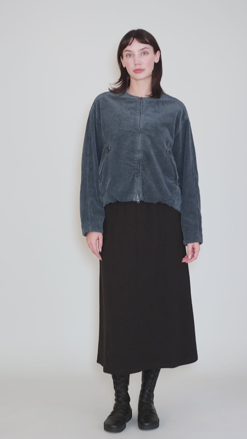 Cord Bomber Jacket, Steel Blue Angle 7