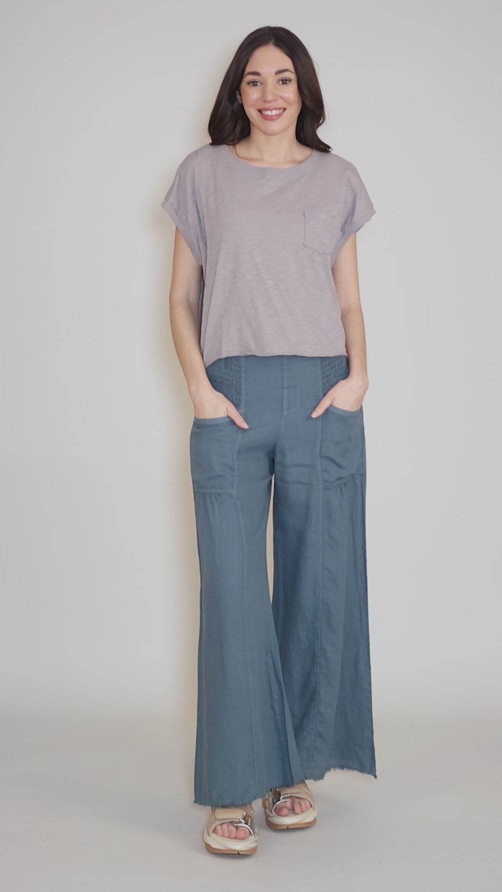 Short Dolman Step-Hem Tee, Silver Frost Angle 5