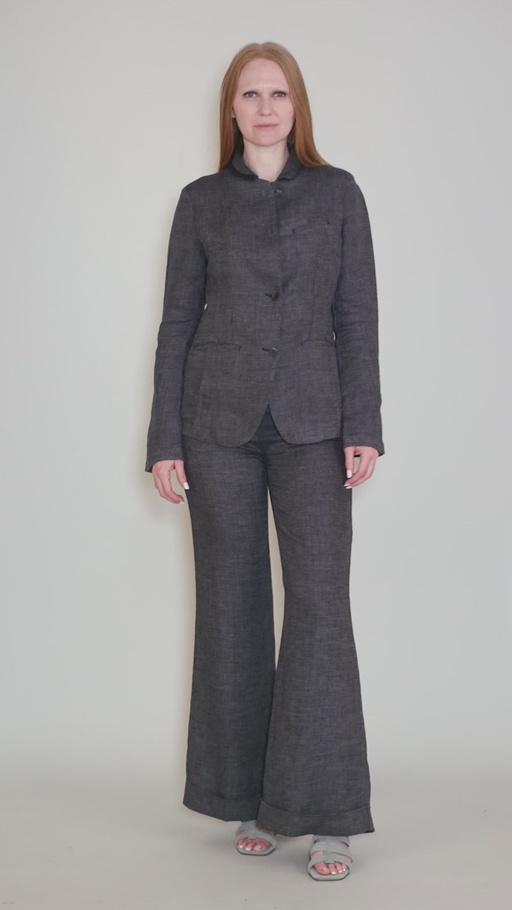 Linen Posh Jacket, Slate Angle 5