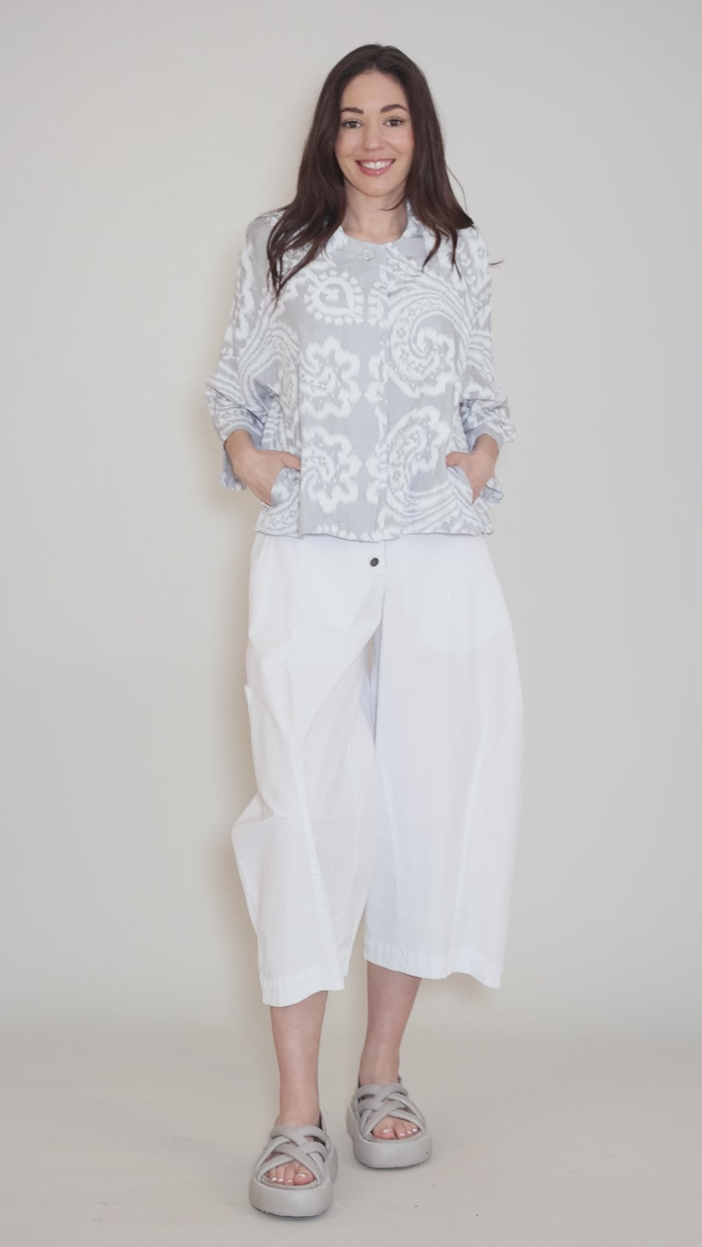 Batik Lyocell Raglan Jacket, Silver Angle 5