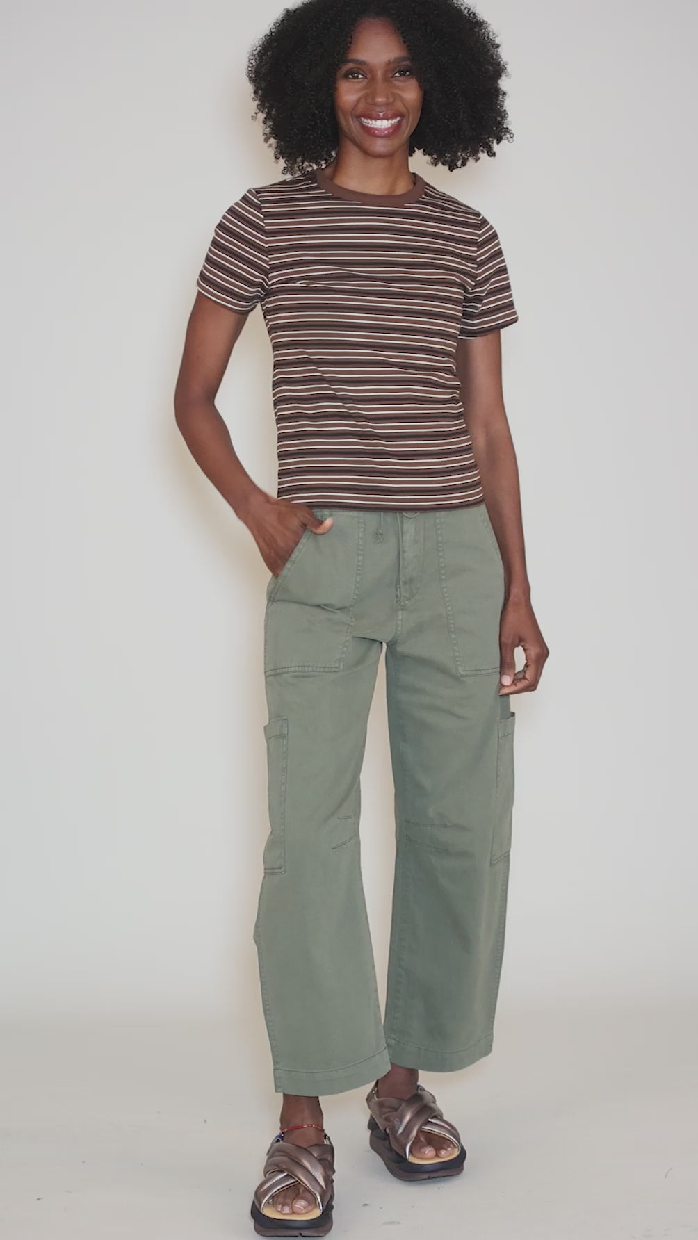 Alba Shrunken Tee, Black Stripe Angle 5