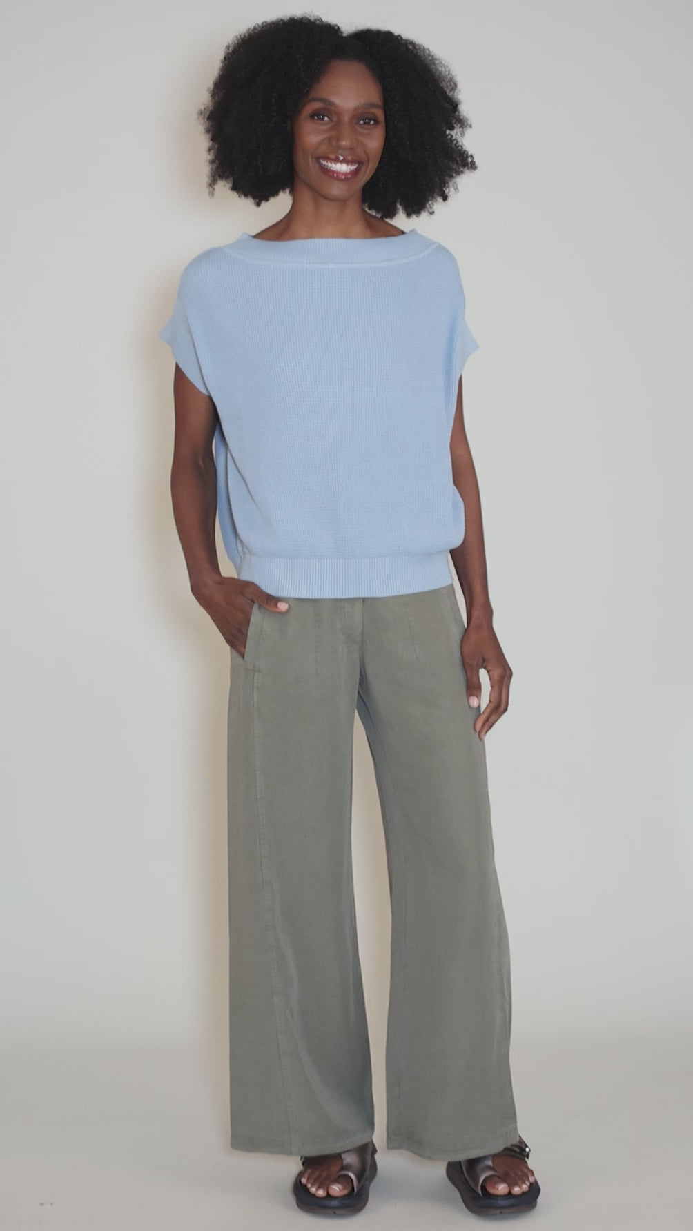 Square Thermal Knit Sweater Tee, Cameo Angle 5