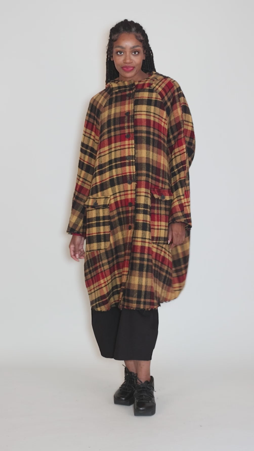 Splendid Wool Coat, Lava Check Angle 5