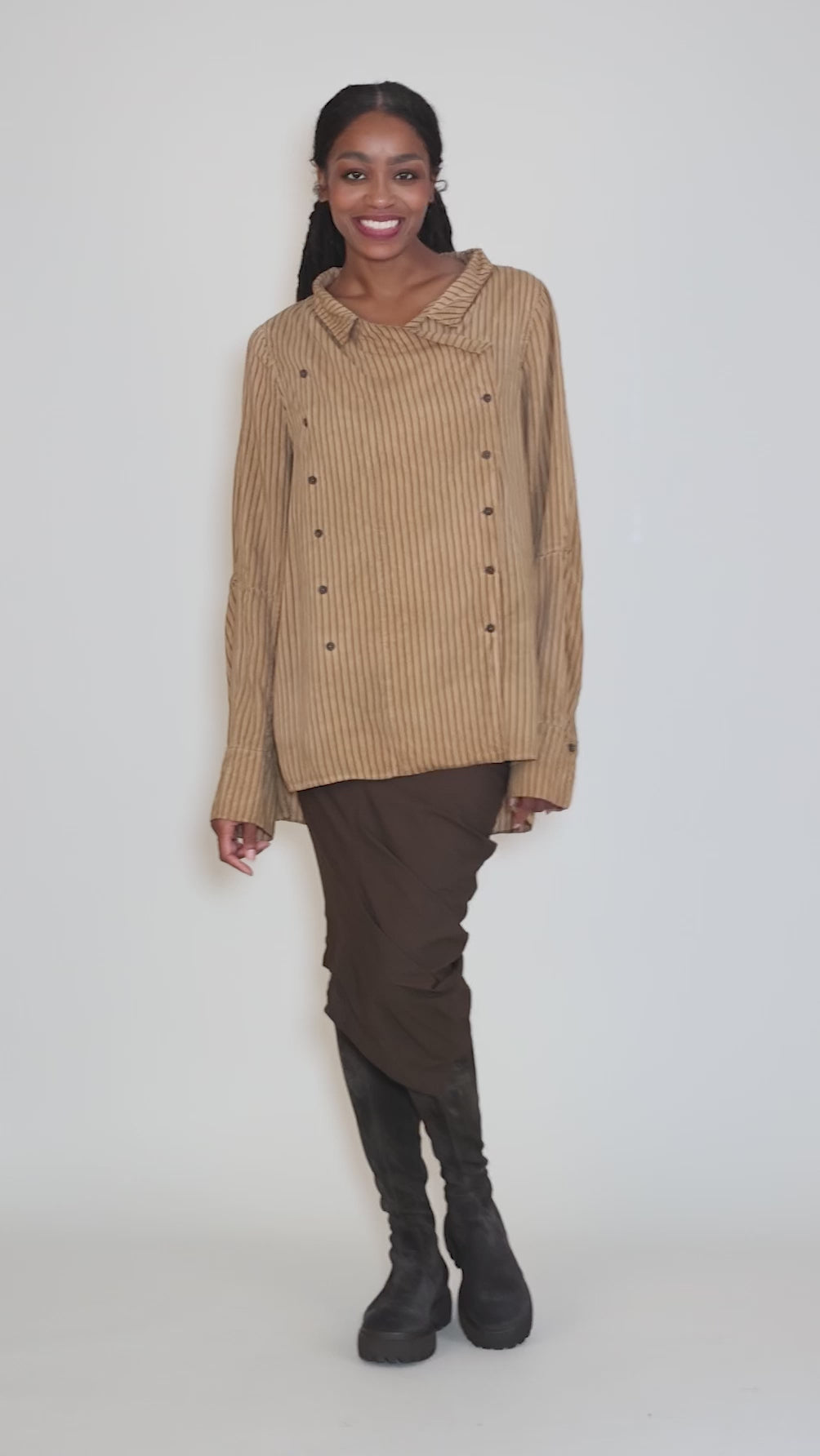 Button Panel Blouse, Dakar Cloud Angle 5