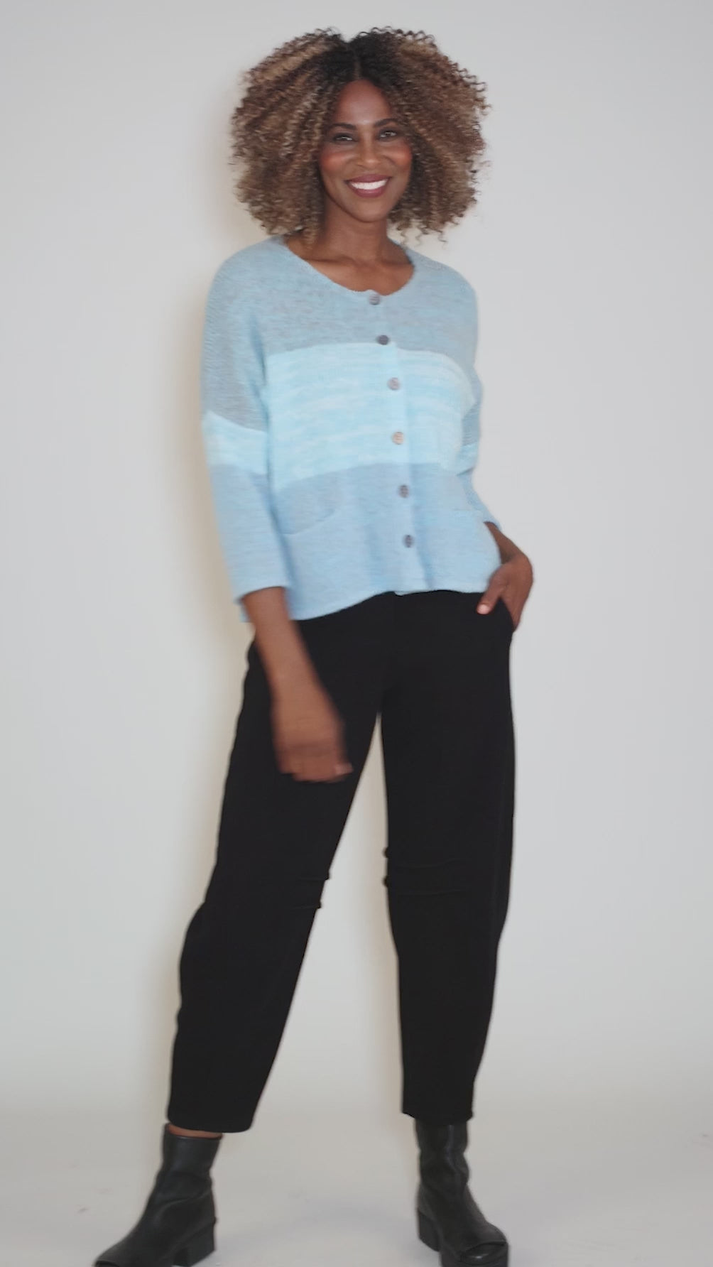 Color Block Cozy Cardie, Sky Mix Angle 5