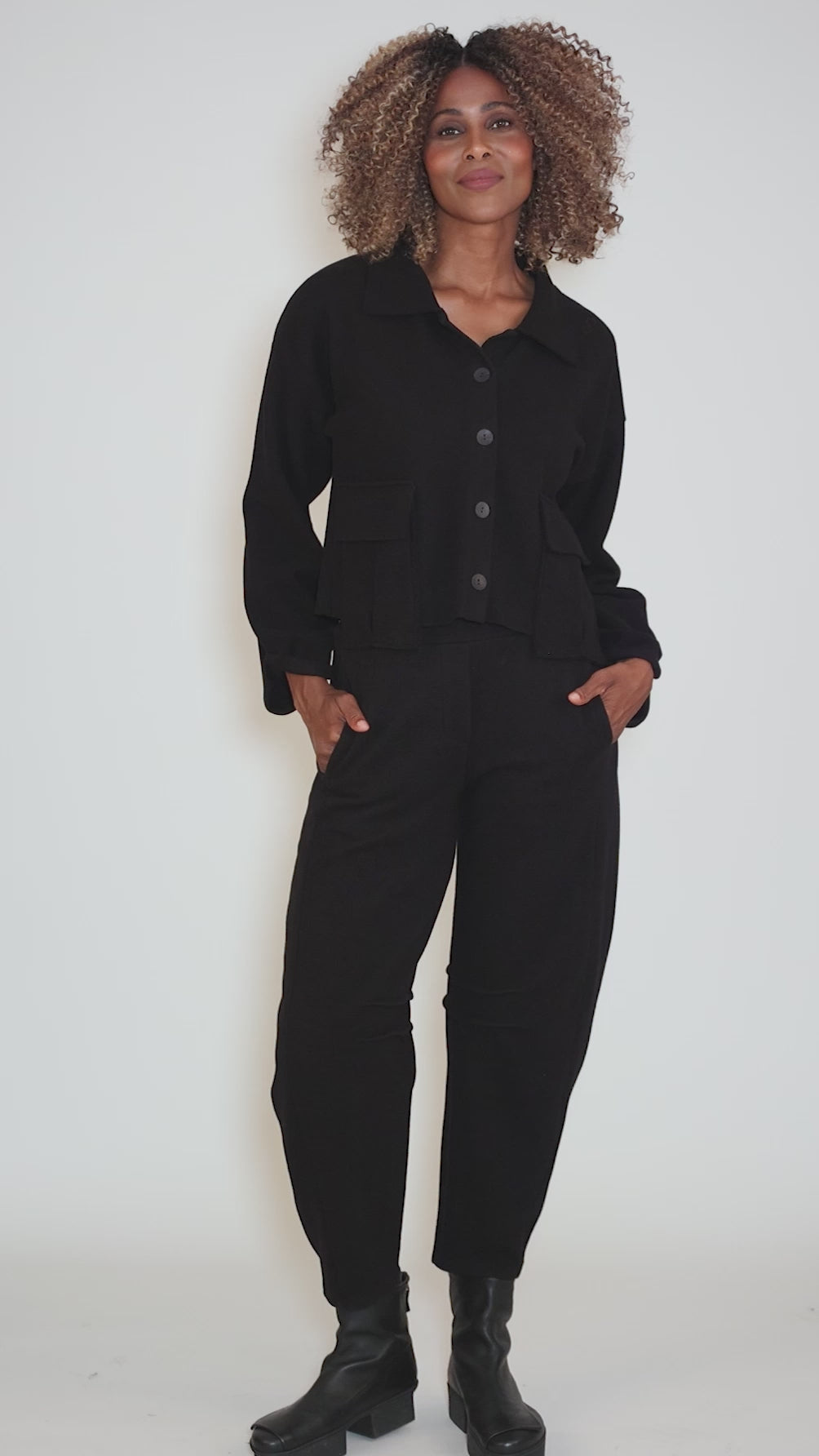 Brushed Goodness Cropped Jacket, Black Angle 5