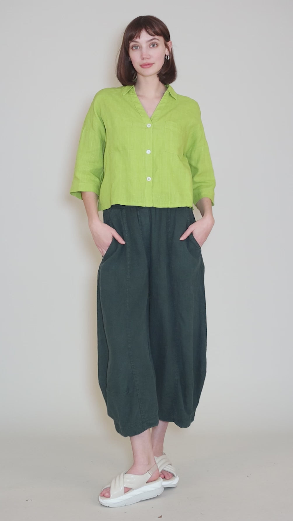 Linen Ava Blouse, Citronelle Angle 5