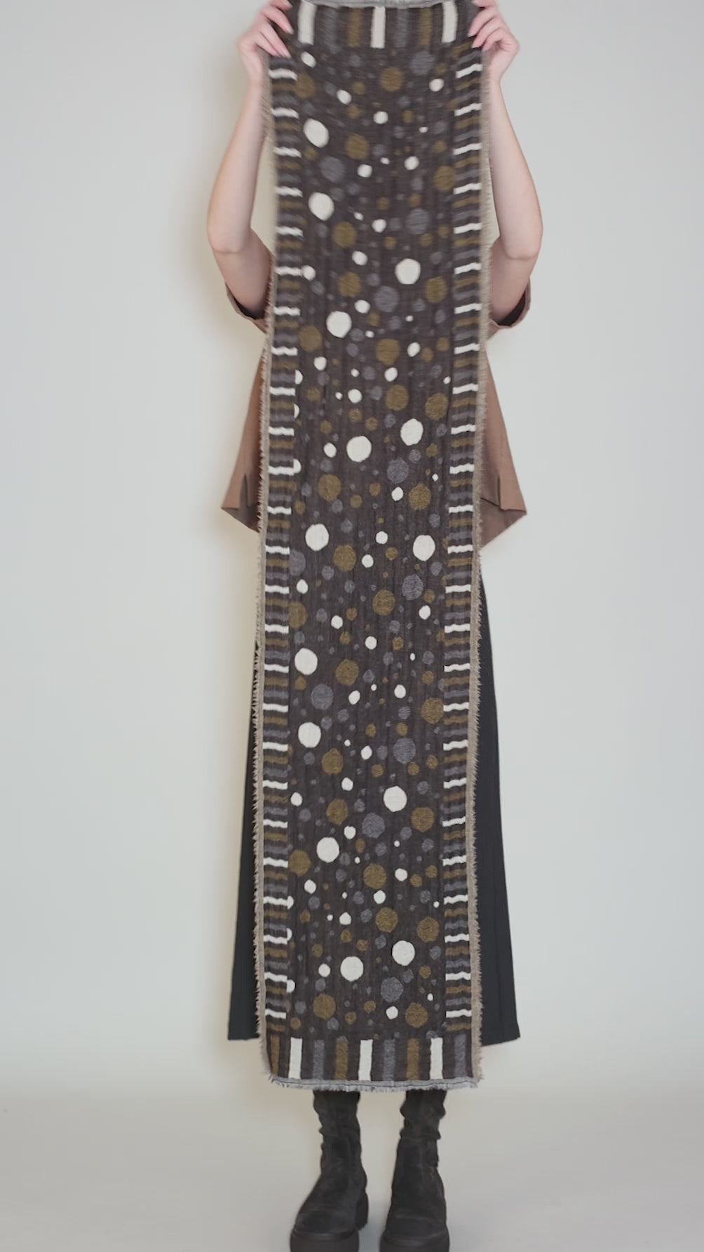 Merino Dot Scarf, Black Dot Angle 3