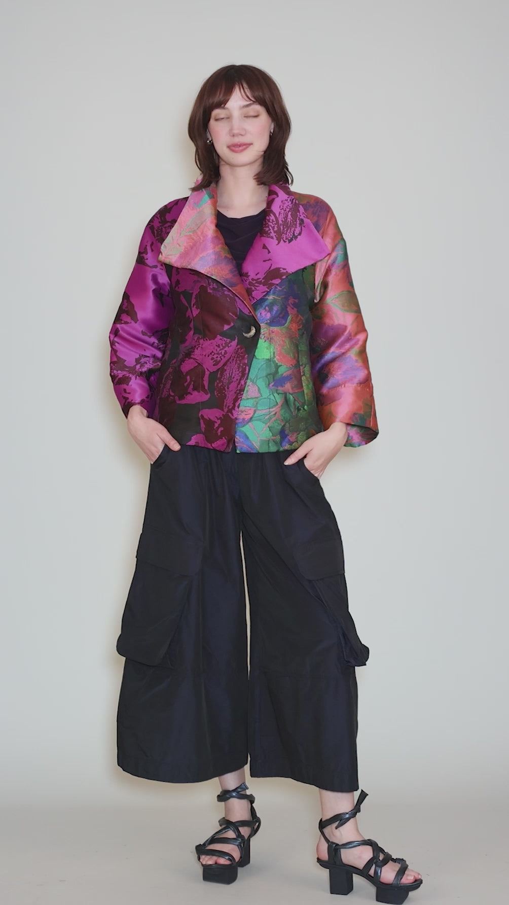 Button It Jacquard Jacket, Magenta Mix Angle 5