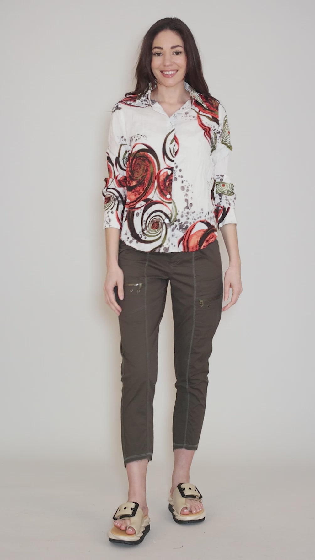 Jor Shirt, White/Olive/Rose Angle 5