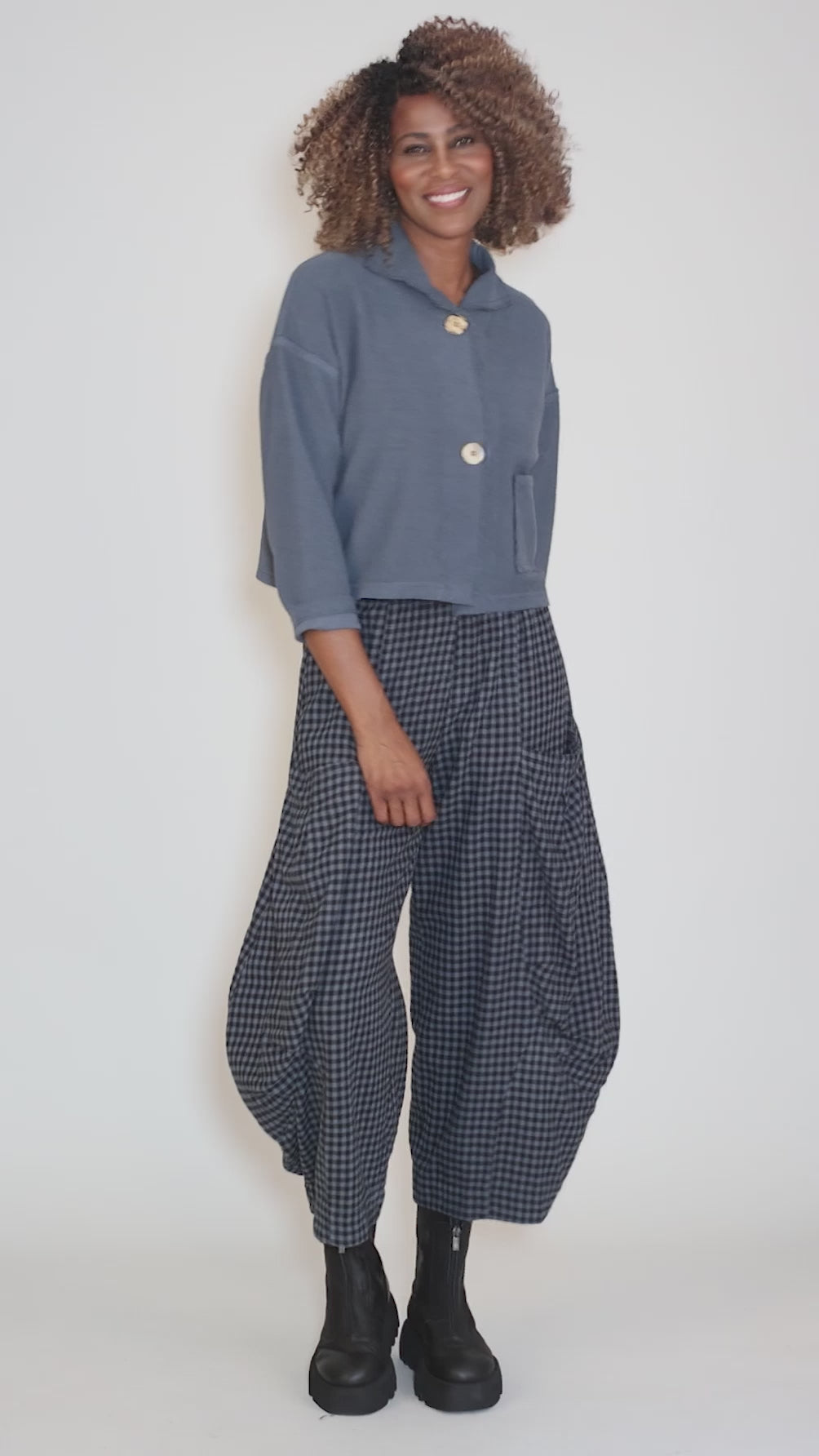 Check Double-Pocket Pant, Dusty Blue Angle 5