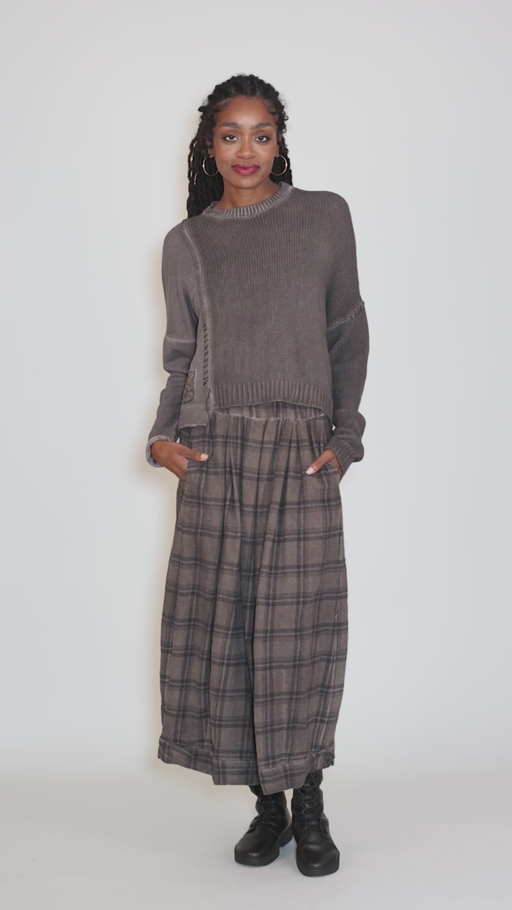 Twin Combo Sweater Top, Truffle Old Dye Angle 5