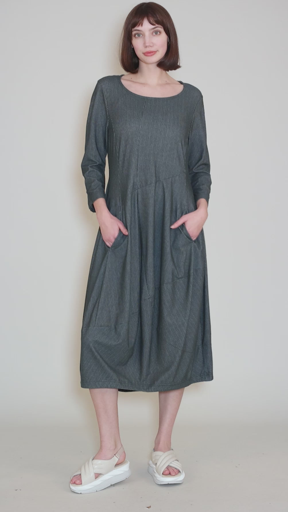 Knit Texture Sleeved Shapely Dress, Tree Angle 5