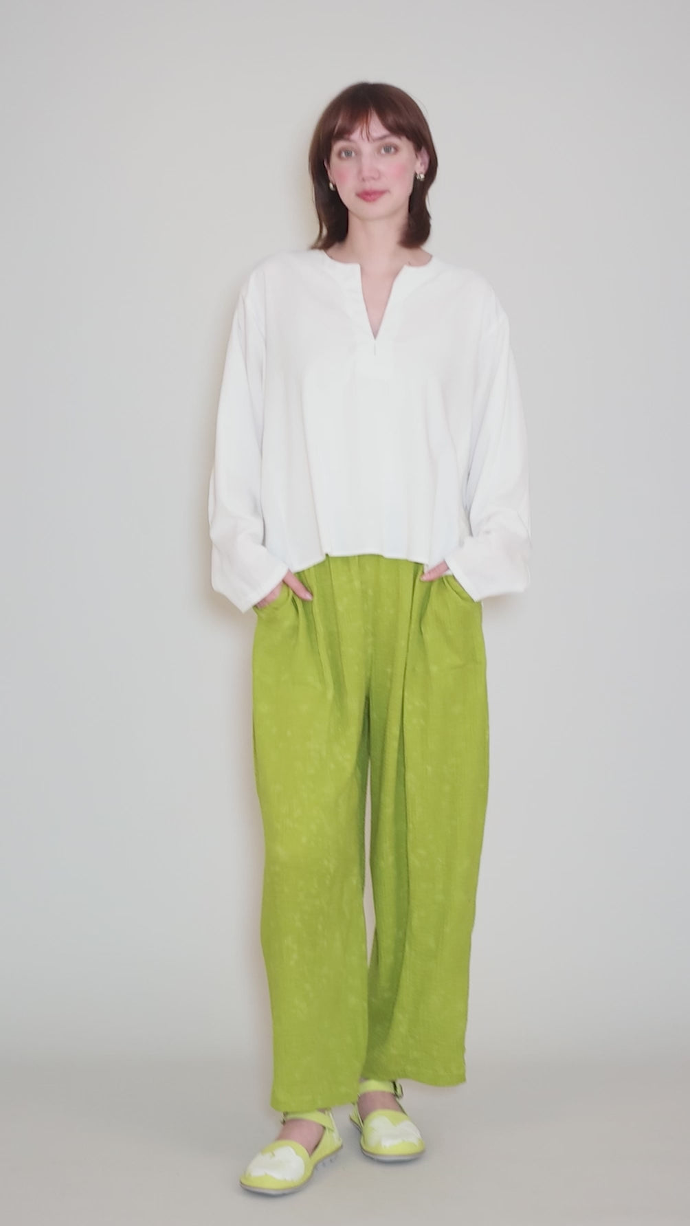 Camilla Open-Neck Blouse, Off White Angle 5