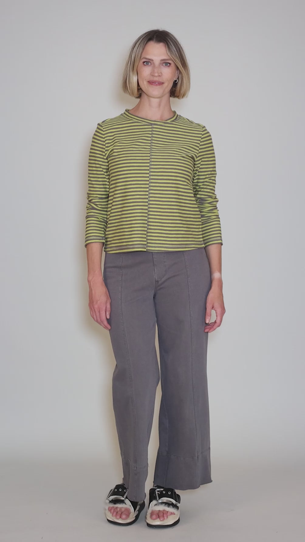 Verona Stripe Layover Tee, Citron Angle 5