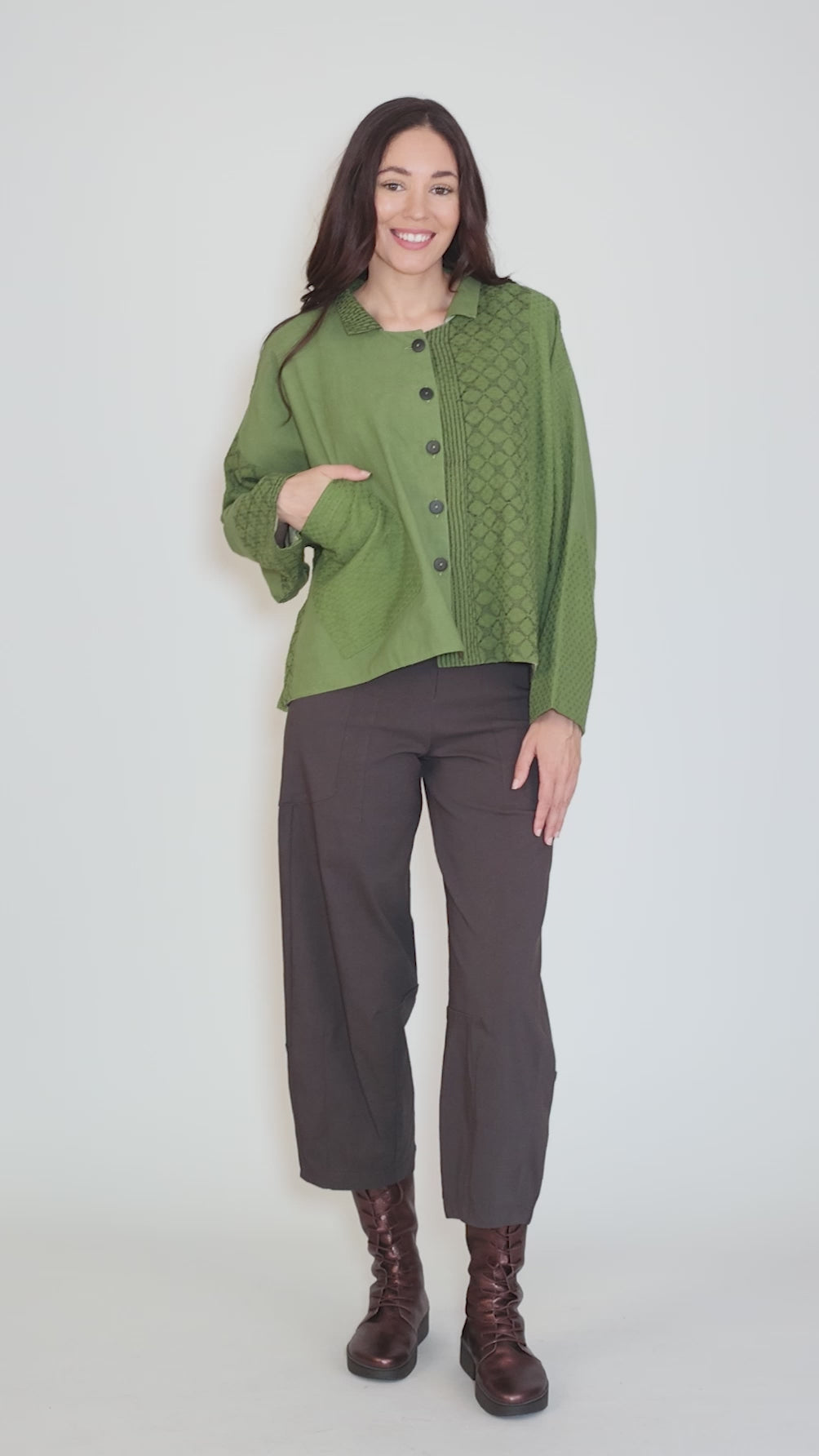 Crop Curve Jacket, Capers Angle 7