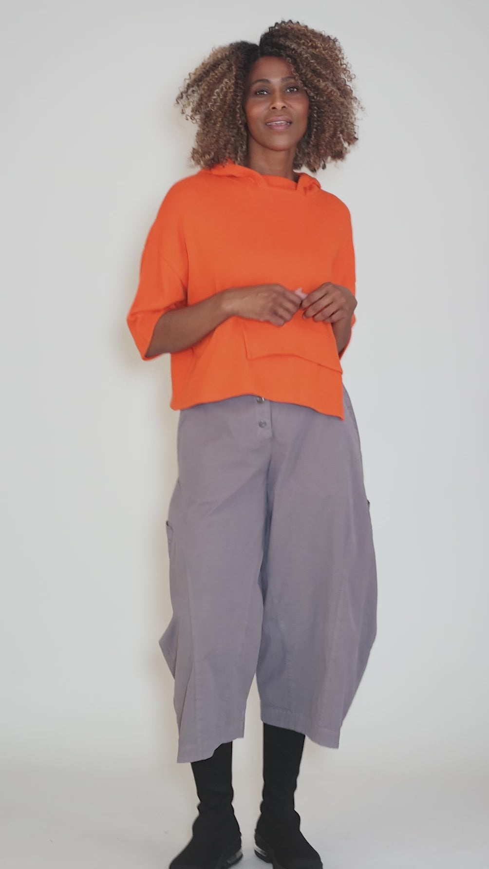 Vibrant Hooded Sweater, Orange Angle 5