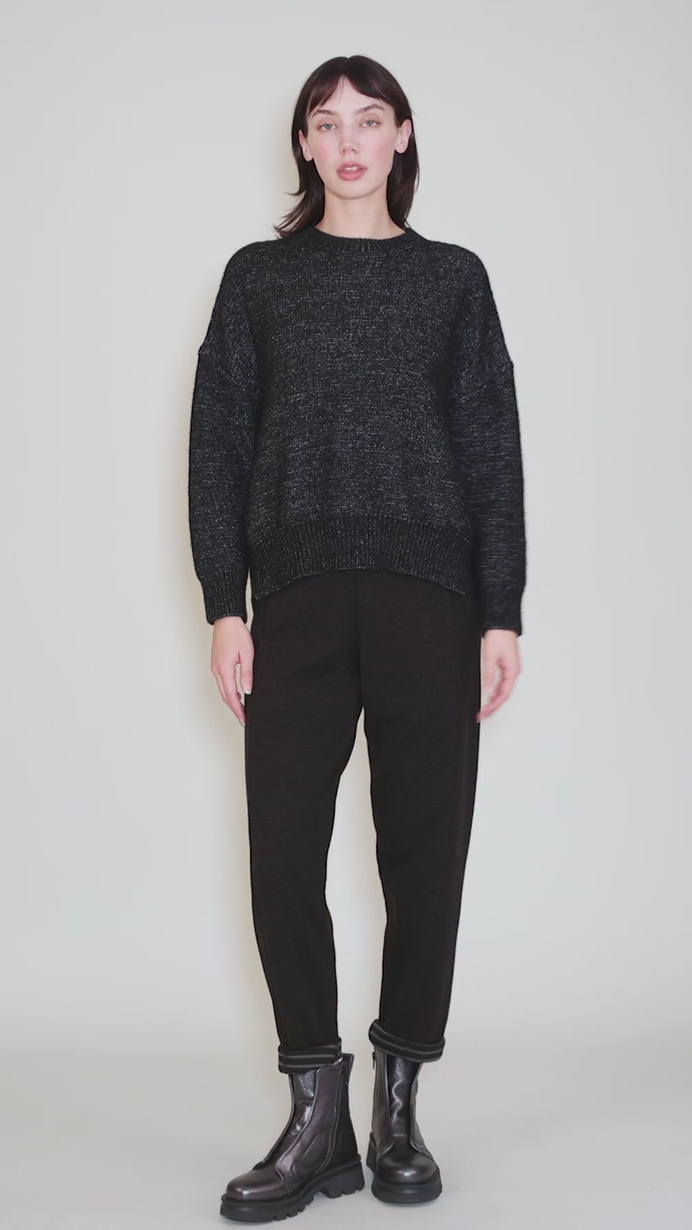 Carter Melange Sweater, Black Angle 5