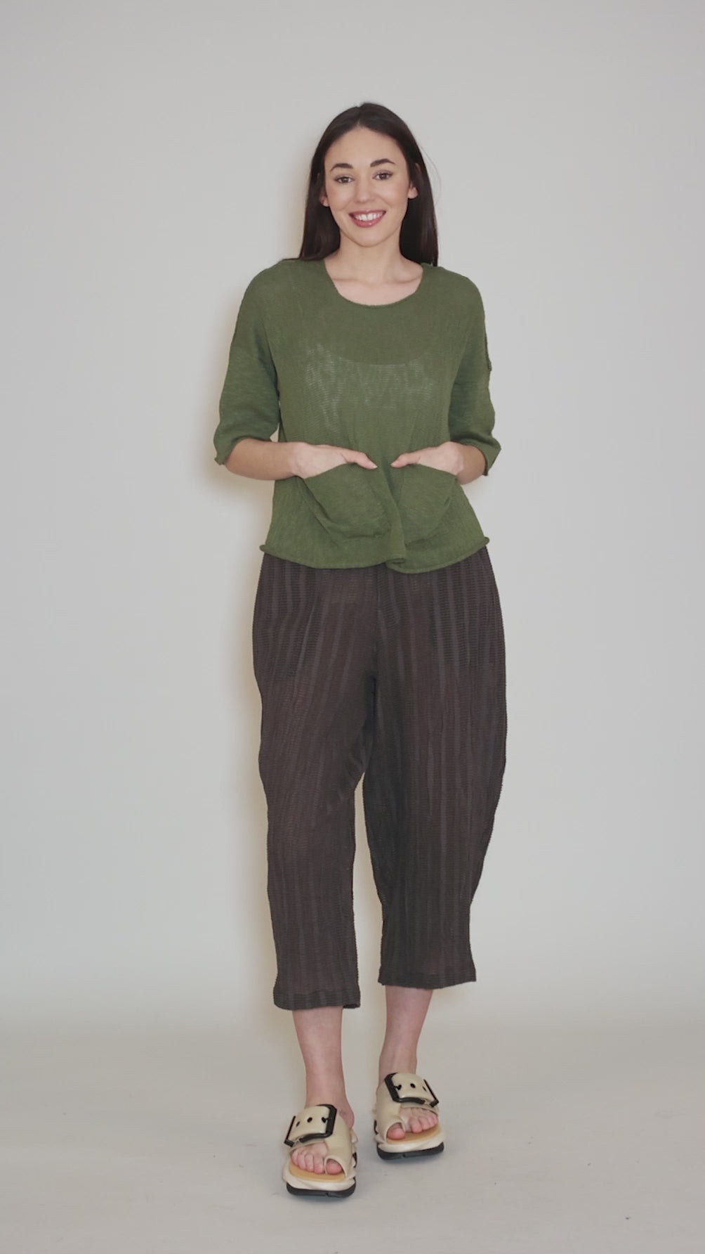 Reverse Pocket Sweater, Green Angle 5
