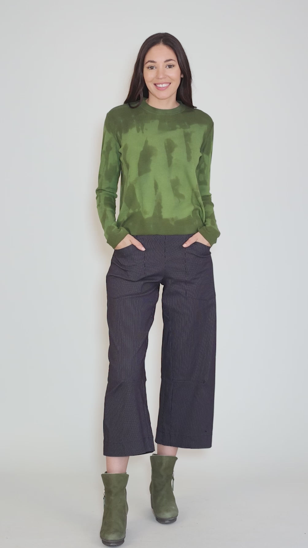 Micro Rib Crop Tee, Greens Angle 5