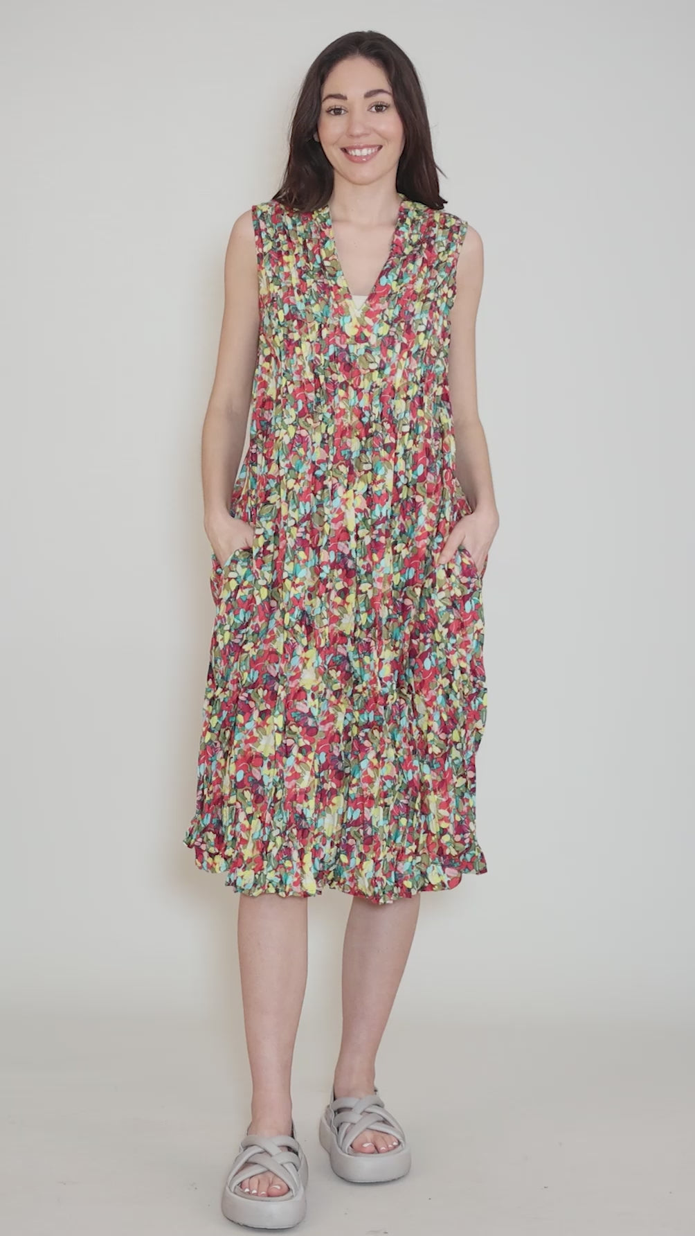 Jerk Dress, Rose/Turq Floral Angle 5