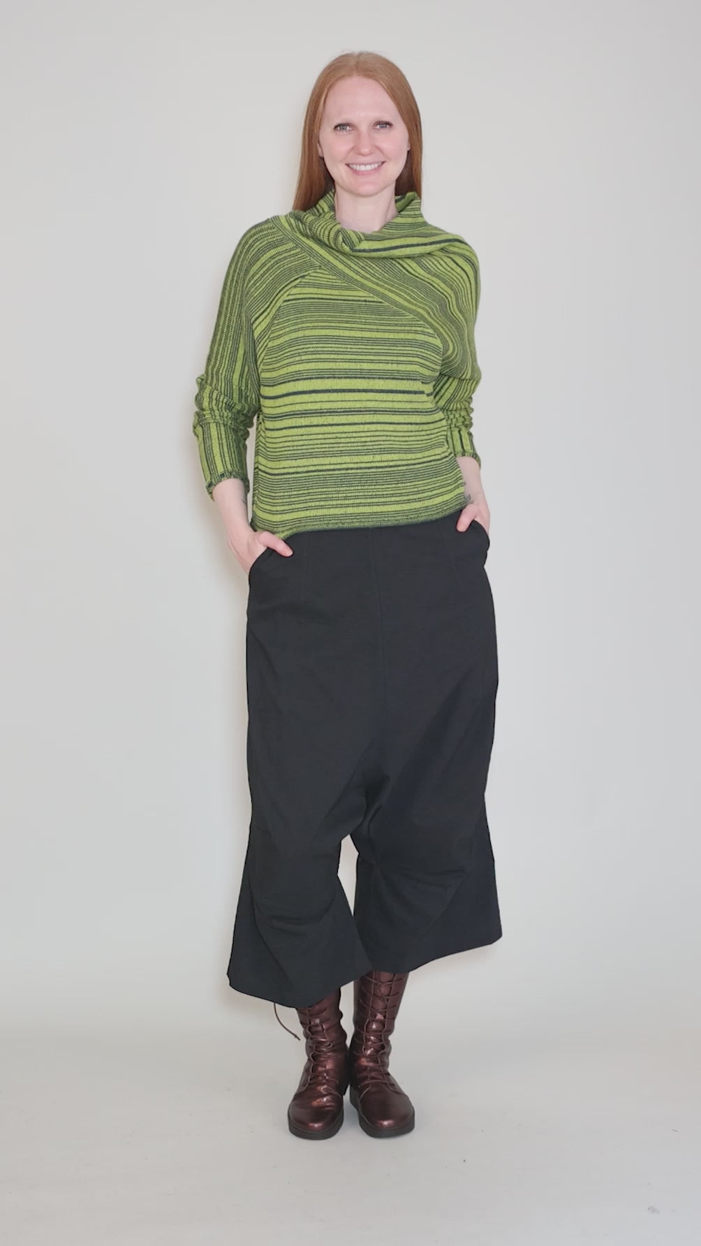 Reverse Stripe Crossbody Cowl, Spruce Angle 5