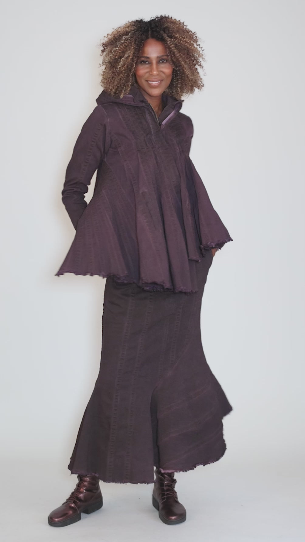 Intricate Pleats Mermaid Skirt, Purple Cloud Angle 5